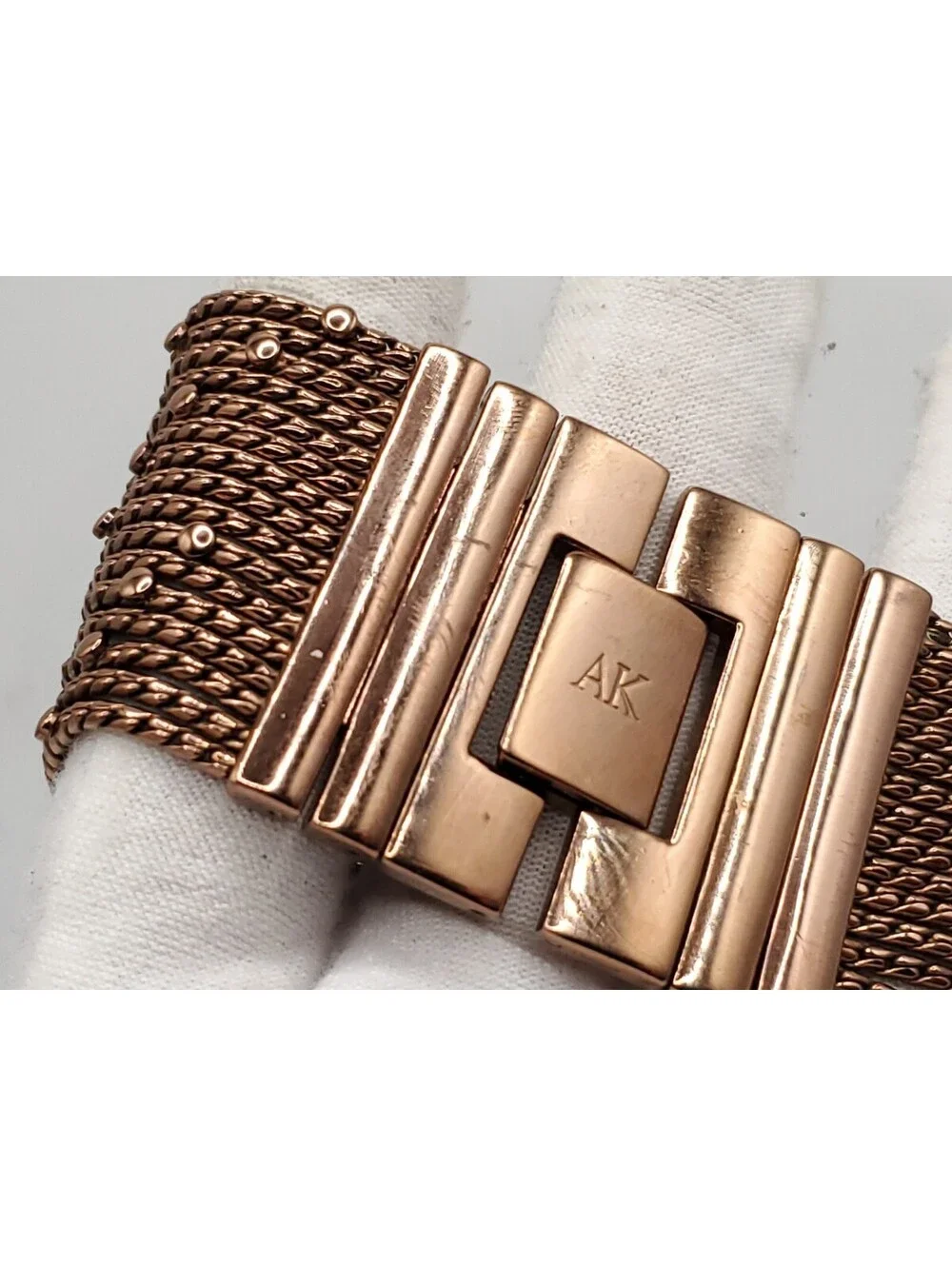 Anne Klein Bronze Tone Womens Watch New Battery Rectangle MOP Dial 37mm